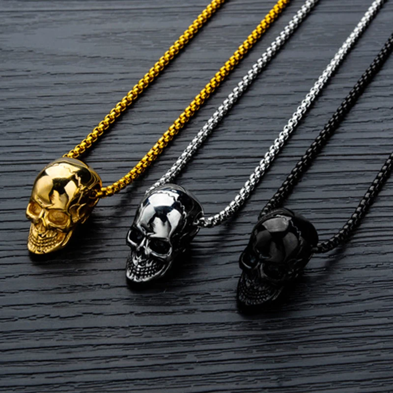 mens necklace stainless steel skull necklace jewelry