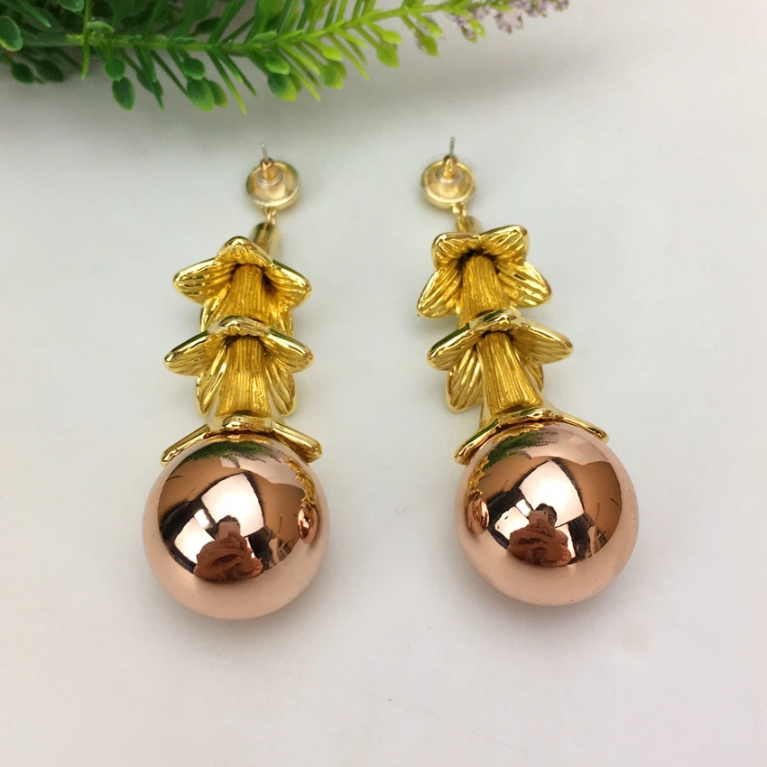 Yuminglai 24k Dubai Gold Jewelry Long Earrings Big Earing for Women FHK10497