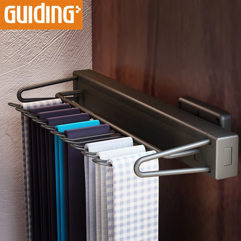 Wardrobe Closet Cabinet High-end Solf Close Side Mounted Sliding Pull Out Tie Hangers Racks for Closet