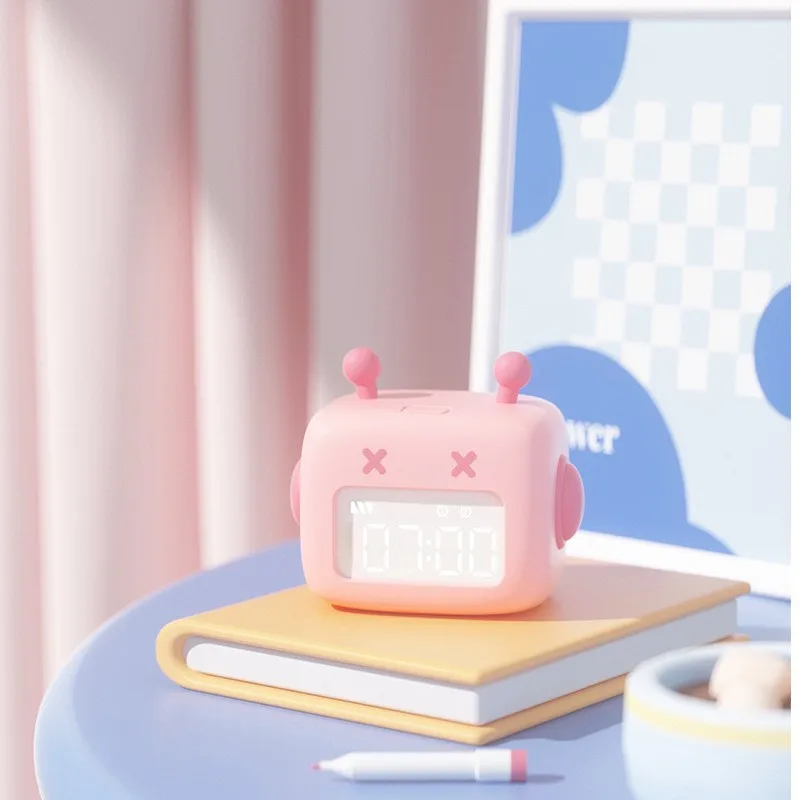 YIZHI Cartoon Robot Alarm Clock Children Student Multifunctional Time Management Mini Program Digital Alarm Clock Timer for Kids