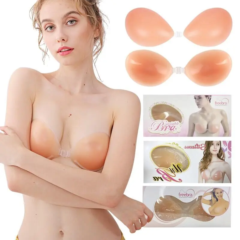 Wholesale Factory Ladies Sexy Waterproof Adhesive Bra Strapless Sticky Invisible Push Up Silicone Bra For Backless Dress