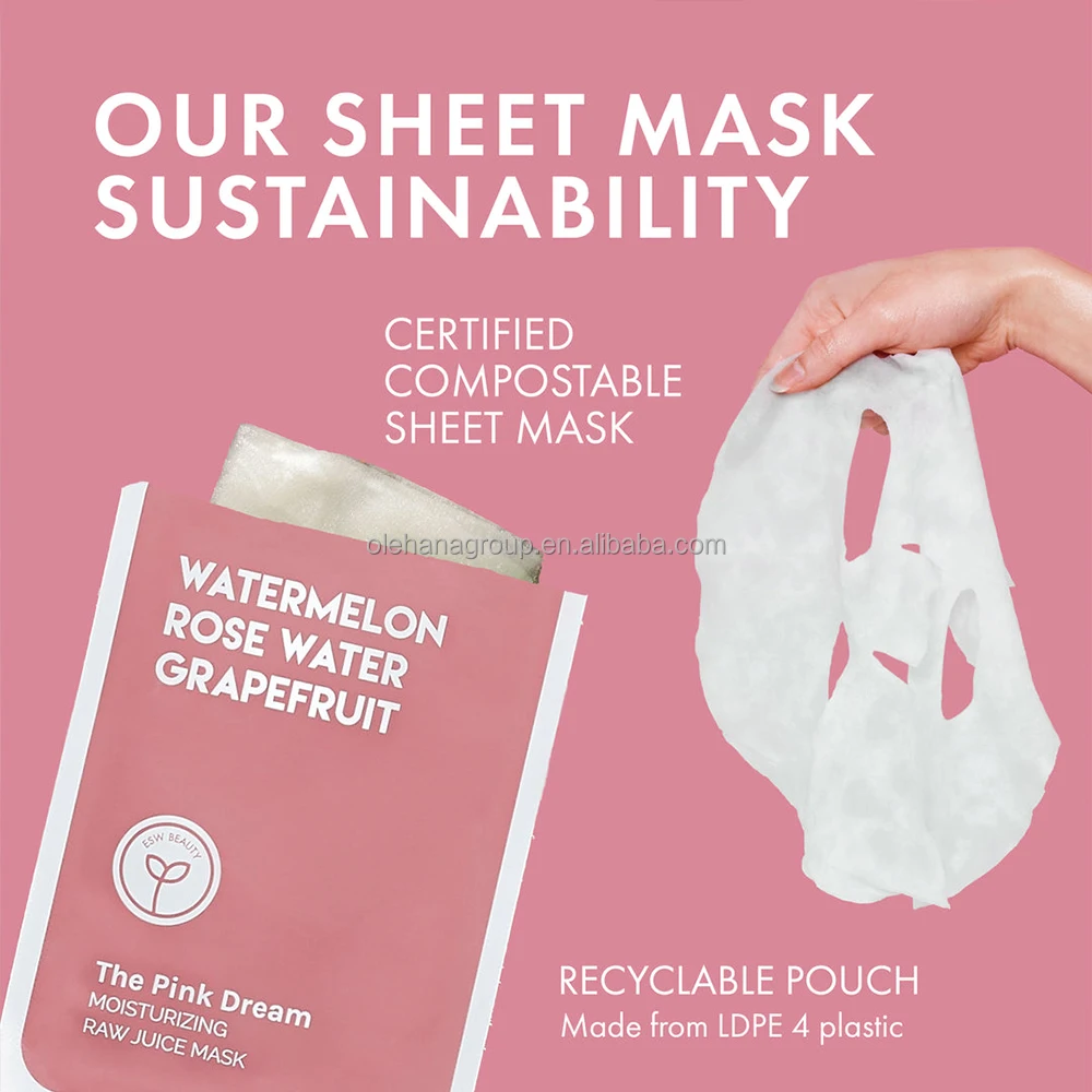 Korean Whitening Moisturizing Sheet Grapefruit Rose Watermelon Beauty Face Masks Private Label Skin Care Facial Mask