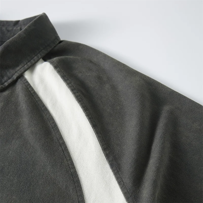 Men Acid Wash Polo Shirt Manufacturer Heavyweight Cotton Custom Relaxed Patchwork Oversized Vintage Polo Shirt Lady Hip Hop