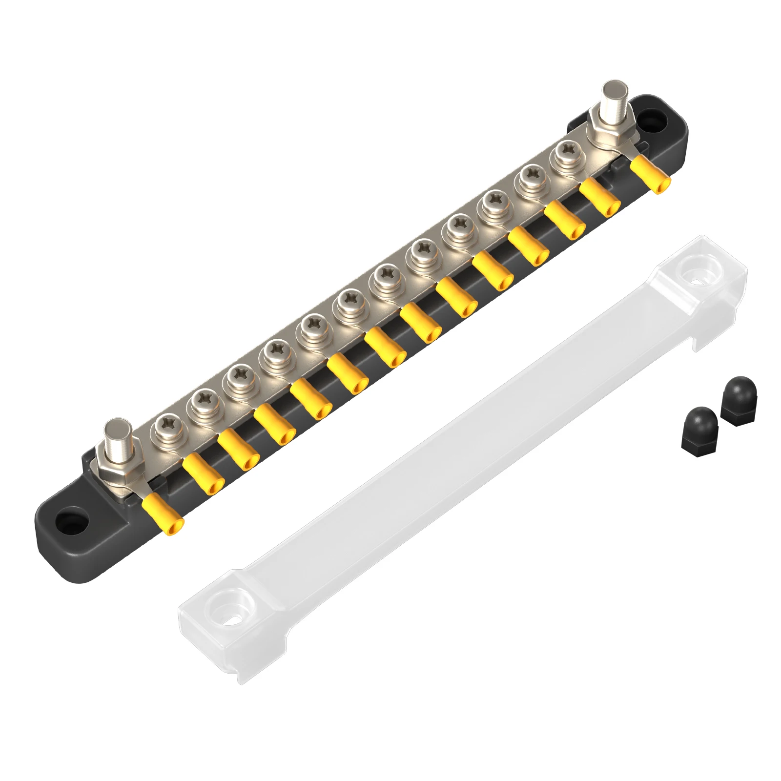 12 Terminal Bus Bar Ground Power Distribution Block Mini Bus Bar with Cover for Auto Marine Car Pickup Trailer RV Boat