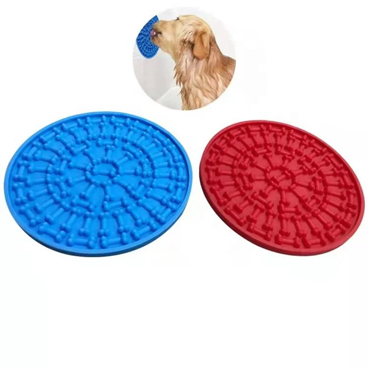 Wholesale Dog Bowls Silicone Slow Food Feeder Bath Toys Pet Washing Distraction Licking Mat Dog Lick Pad With Suction