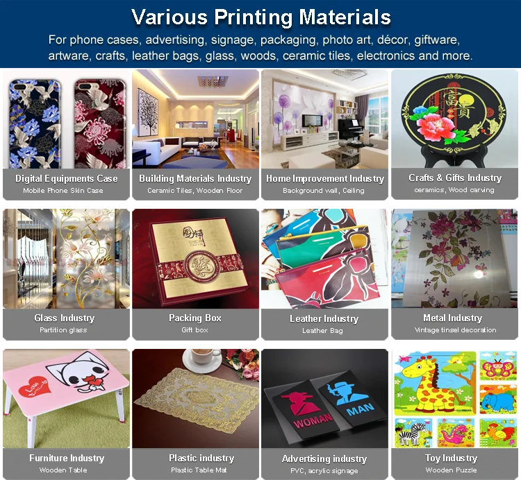 Automatic 90*60cm KJ-9060UV Digital Led UV Flatbed Printer for Printing PVC /Acrylic/Ceramic