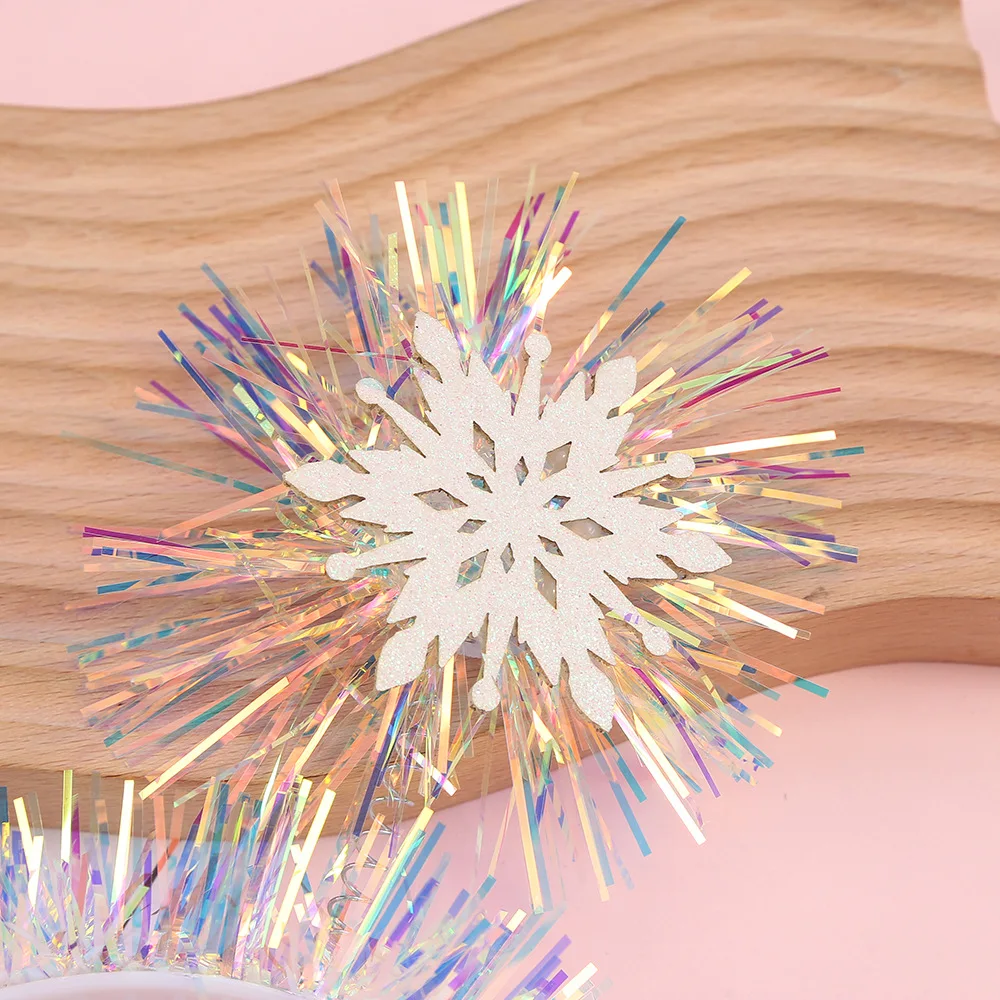 Christmas New sales girl accessories kids cute  bright silks Headband for party snowflake laser Headband