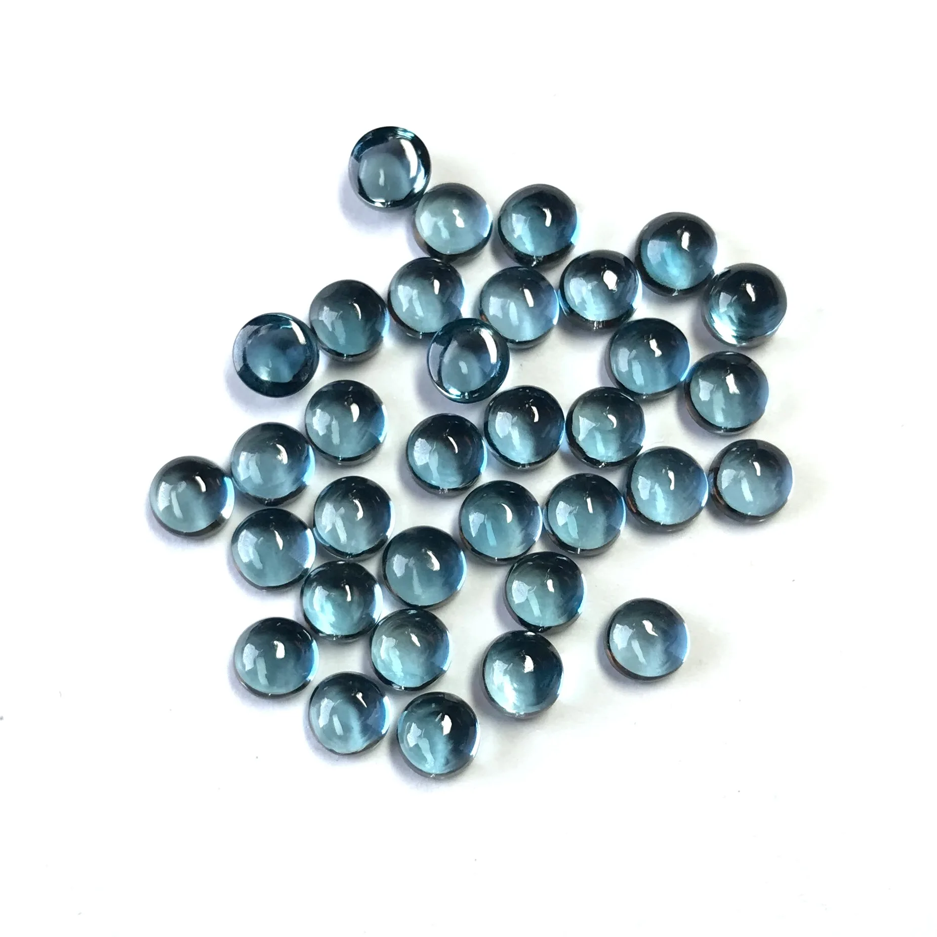 6mm 7mm Natural AAA High Quality Round London Blue Topaz Cabochon Loose Gemstone With Good Color Wholesale Price Loose Gemstone