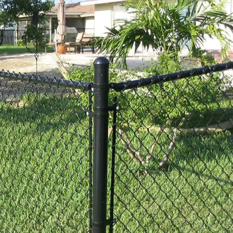 Diamond mesh wire roll/chain link fence used in park/Black PVC coated chain link mesh