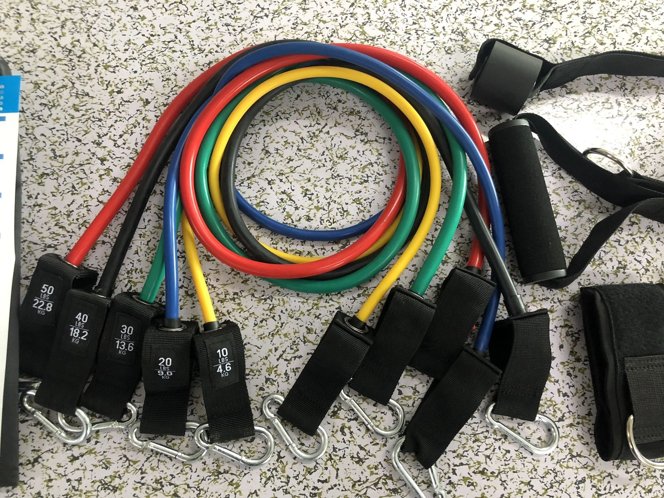 
In Stock Adjustable TPE Latex 150lbs 11 Pcs Custom Printed Logo Fitness Bands Resistance Tubes Set for Home Training 