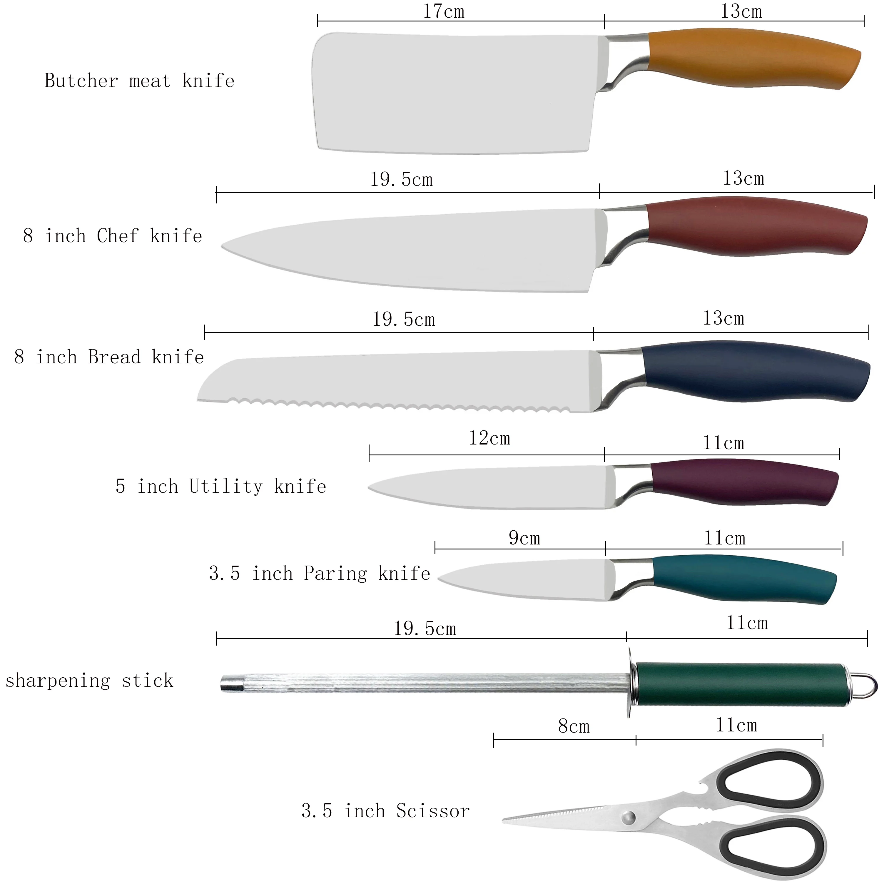 Hot Selling German Steel kitchen tools accessories gadget cooking utensils utility chef knife set