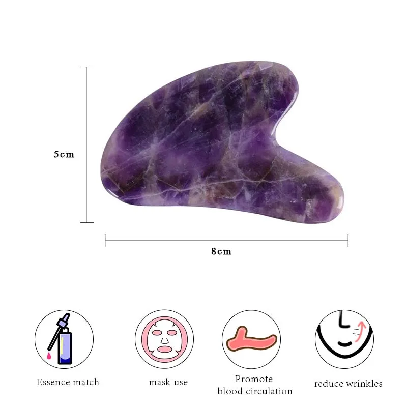Manufacturers Direct Natural Amethyst Scraping Board Beauty Health Heart-shaped Skin Face Gua Sha Massage Tool