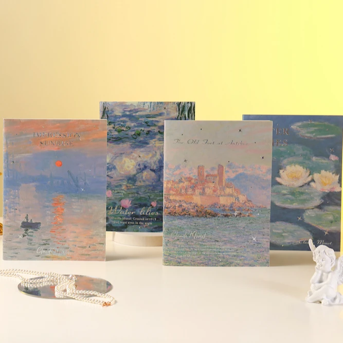 Joytop 2663 Wholesale Monet Van Gogh Painting B5 42 Sheets Hot Silver Sewing Binding Composition Notebook