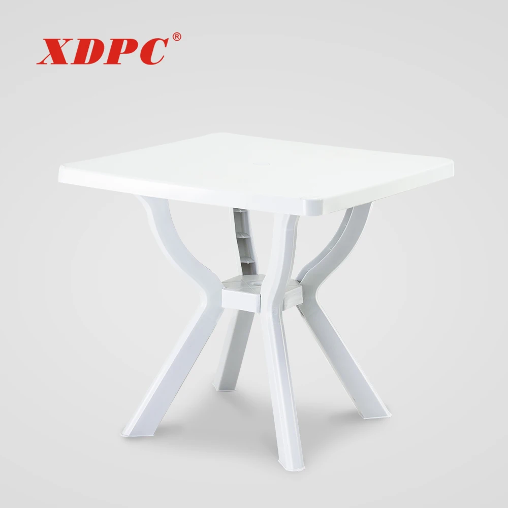 Outdoor plastic square white color folding table with removable legs