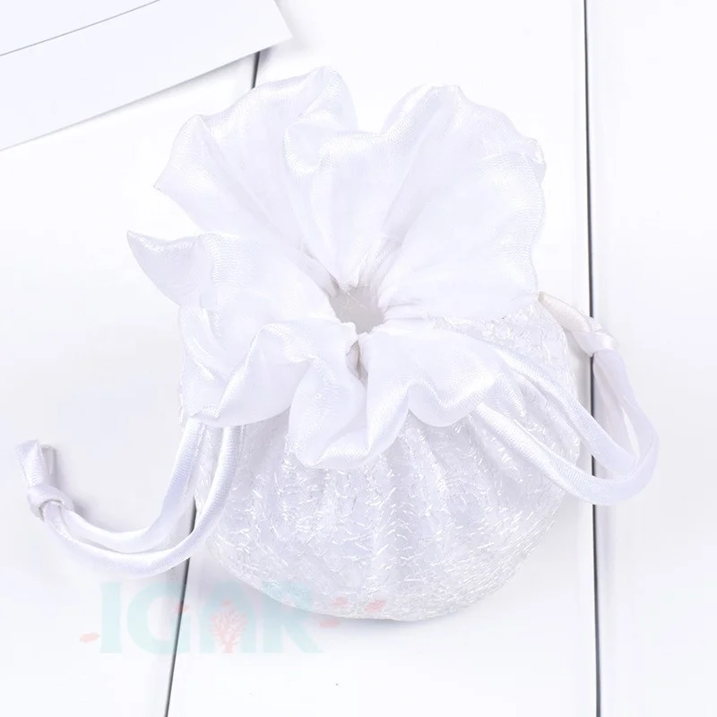 Festival white lace round bottom drawstring bags  Silk Brocade Jewelry Pouch Bag, Drawstring Coin Purse, Gift Bags