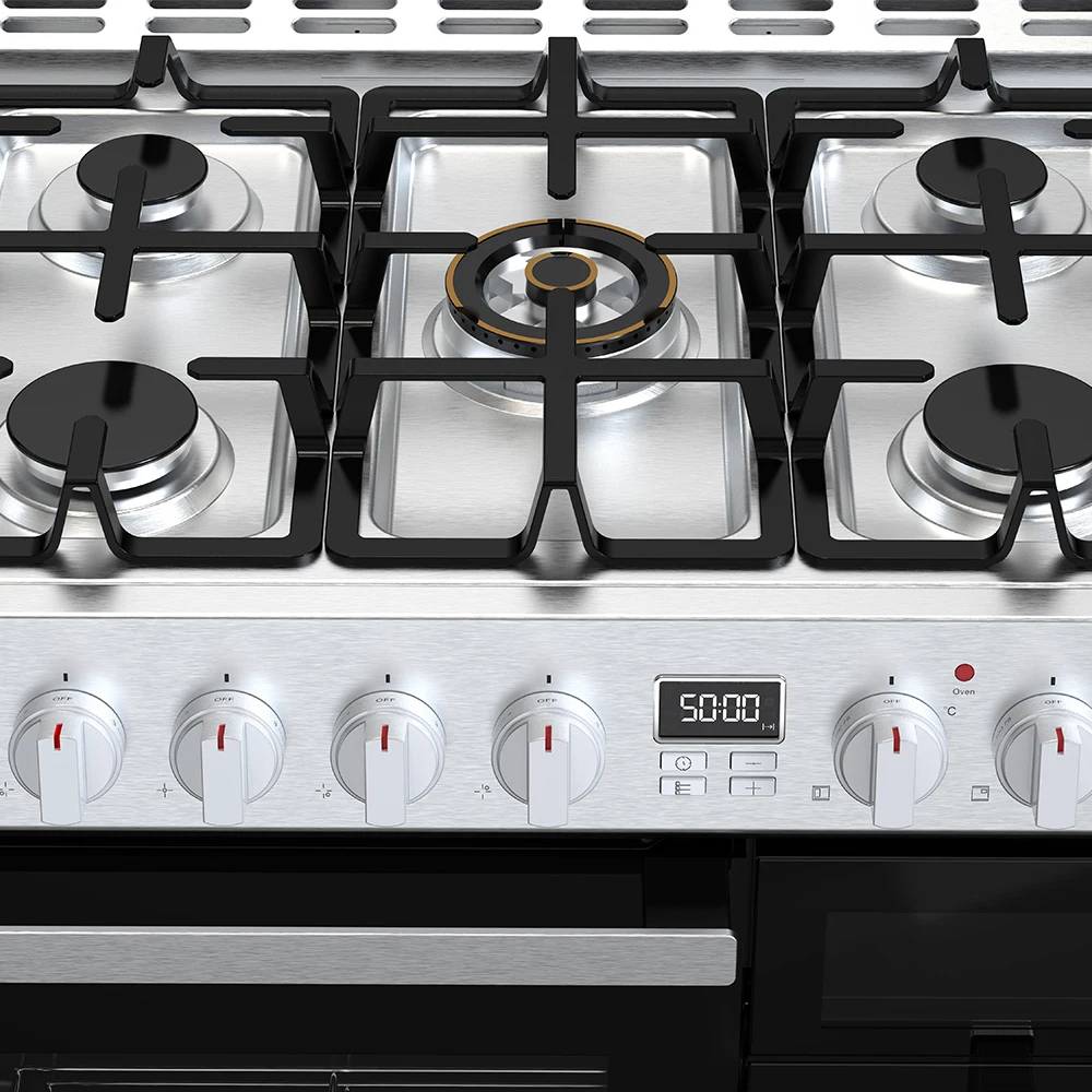 Stainless Steel 30 Inch Double Oven 5 Burner Gas Range Range With Built In Grill With Professional Oven