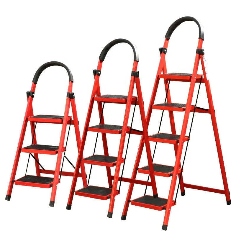 Wholesale Customized Household Work Folding Step Ladder Multifunctional Step Ladder Thickened Carbon Steel Folding Man Ladder