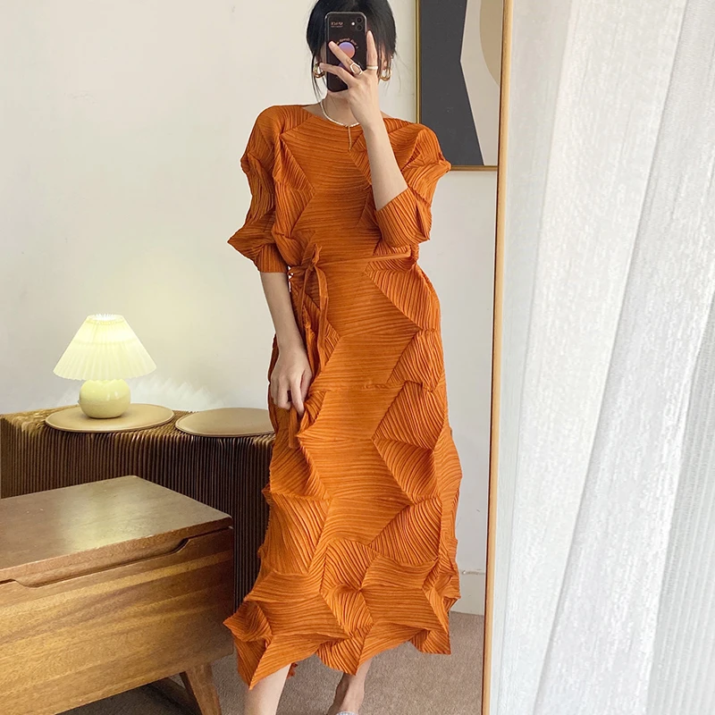 2023 Latest Women Clothes African Style Dresses Pleated Dress Designs For Ladies Miyake Pleated Dress