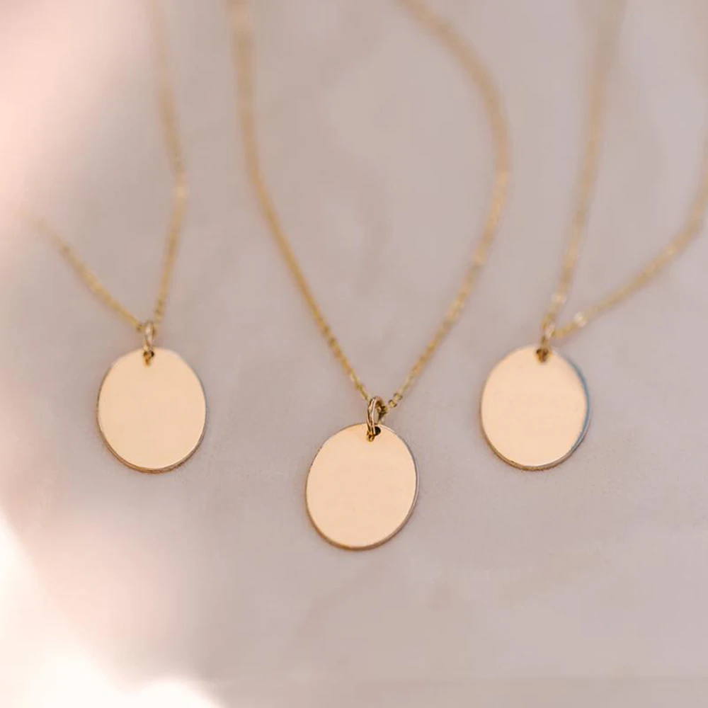 Women Jewelry Laser Animals Patterns Blank Necklace 316L Stainless Steel Gold Plated Custom Engraved Necklace