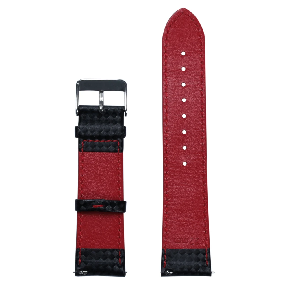 Free Quick Release Top Grain Leather Watch Band Strap carbon fiber leather strap