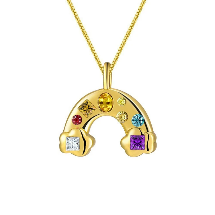 Wholesale Fashion Pour Femmes Stainless Steel Chain Rainbow Horse Shoe Horseshoe U Shaped Fine Necklace for Women Jewelry Gift