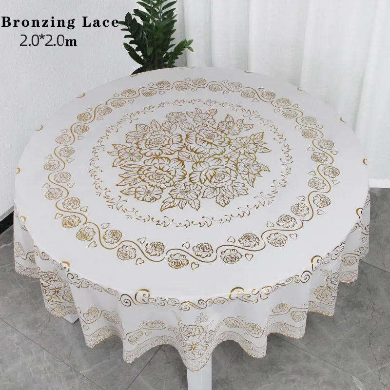 Custom PVC Printed Plastic Round Oil Resistant Waterproof Wedding Tablecloth Roll Home