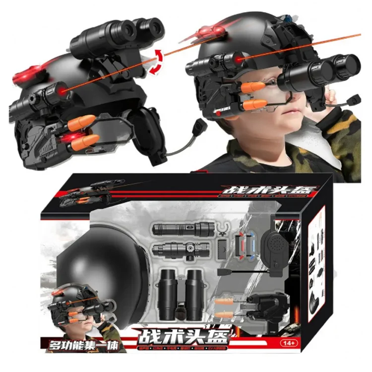 Super Cool Counter-Strike Pretend Role Play Military Tactical Toy Kids Includes Black Helmet Earphone Binoculars-Made Plastic