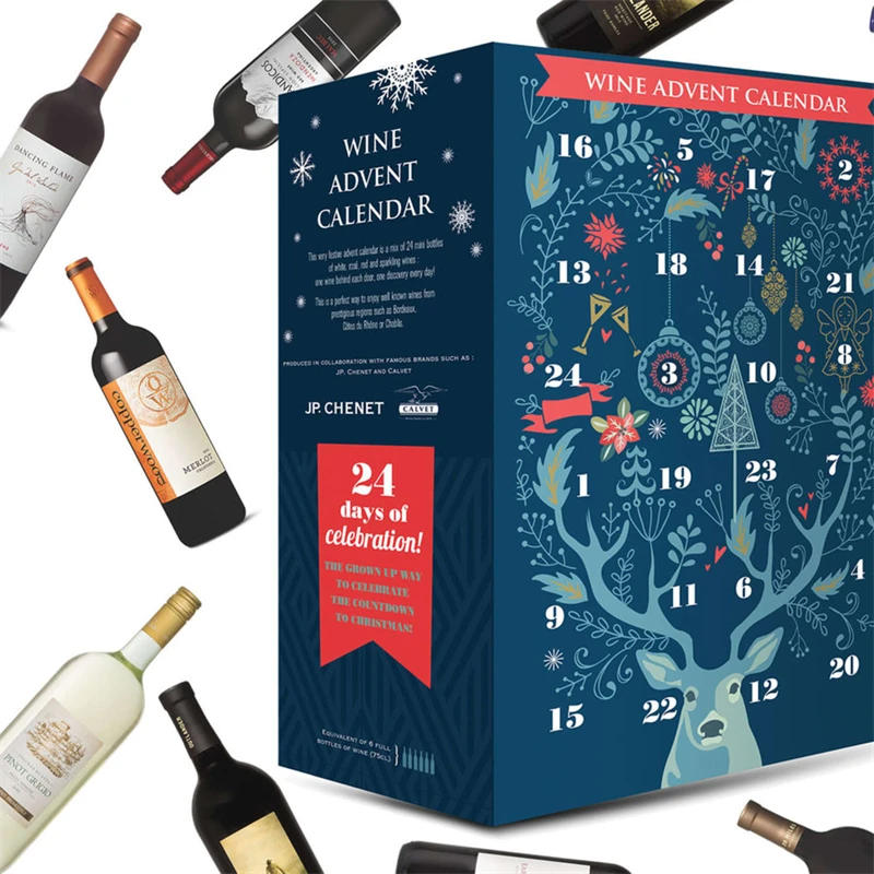 Custom Cardboard Christmas Countdown Wine Advent Calendar 24 Days Beer Advent Calendar Box