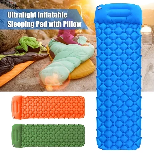 quick flow valve  with Pillow  Flexible structure fits well   Compact Ultralight Waterproof Camping Air Mat comfortable support
