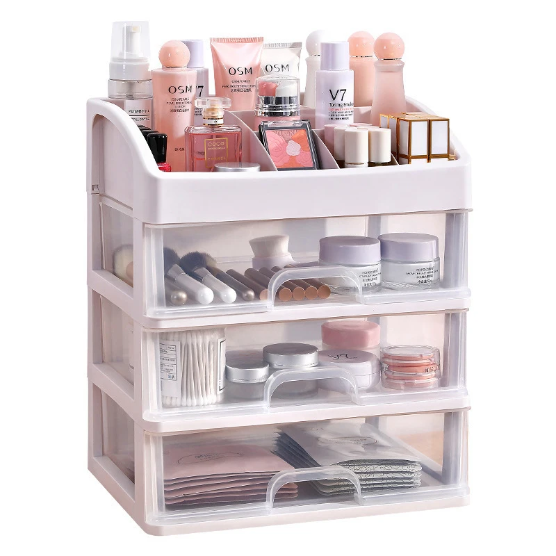 Popular modern simple style necklace earrings jewelry  3-tier plastic storage box for bedroom desktop