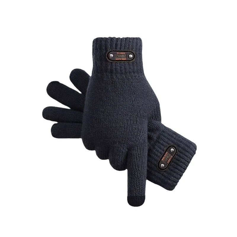 Wholesales Fleece Lined Keep Warm Thermal Solid Knitted Texting Gloves Touch screen Gloves