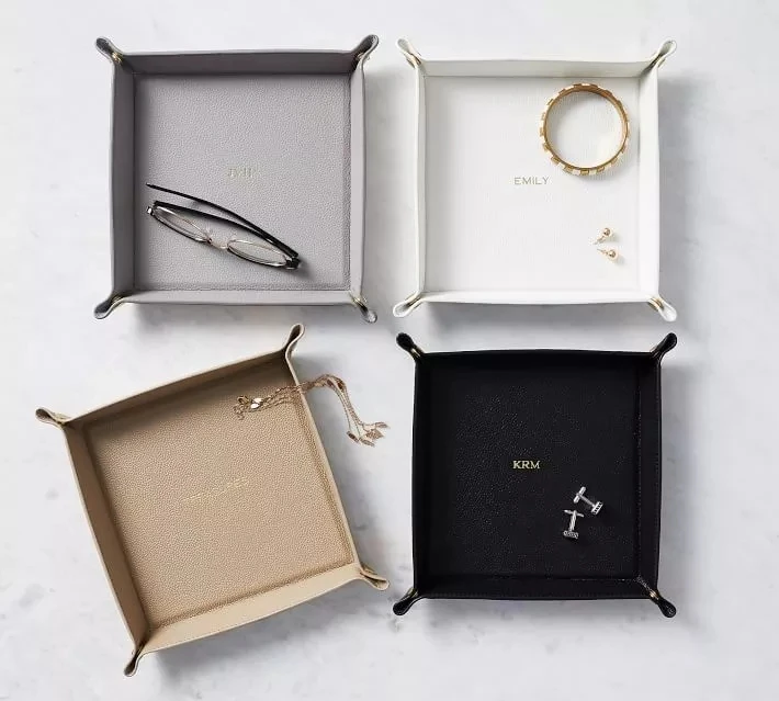 Personalized luxury jewelry display storage tray genuine leather tray