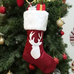 Wholesale Customized sublimation Sequins Christmas Stockings Elk Gift Bags Red Luxury  Christmas Stockings