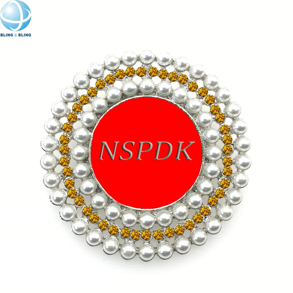 5 см греческое женское общество Phi Delta Kappa NSPDK Ювелирная булавка круглой формы белый жемчуг Красный Кристалл Золотая эмалированная металлическая брошь