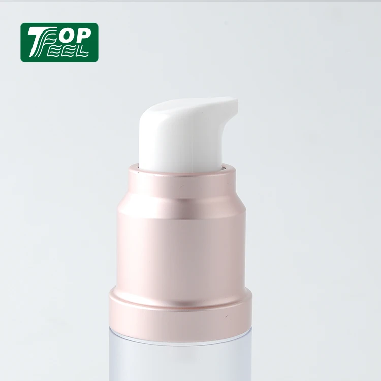 Wholesale In Stock High Quality Rose Gold 15ml Plastic Airless Pump Bottle Cosmetics Packaging