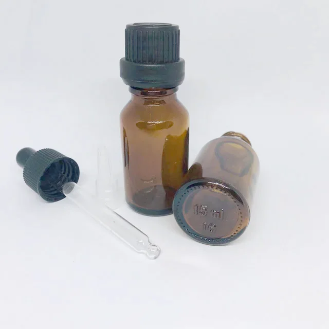 Wholesale Essential Oil Packaging 15ml Clear Amber Glass Dropper Bottle