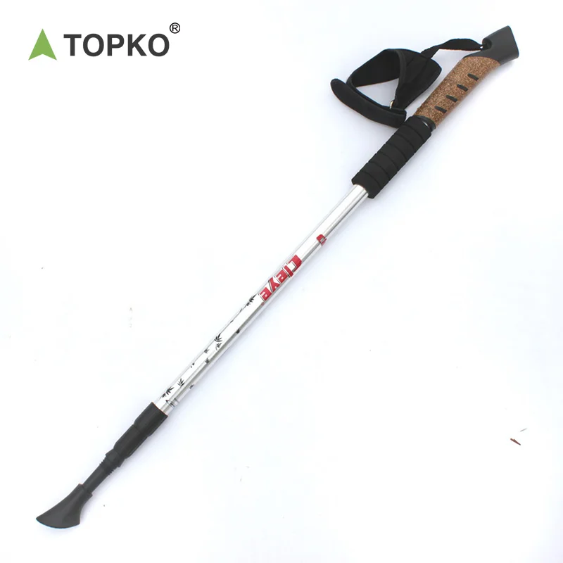 TOPKO Custom LOGO Foldable Cork Aluminum Cane Telescopic Non-slip Cane Trekking Pole Walk Stick