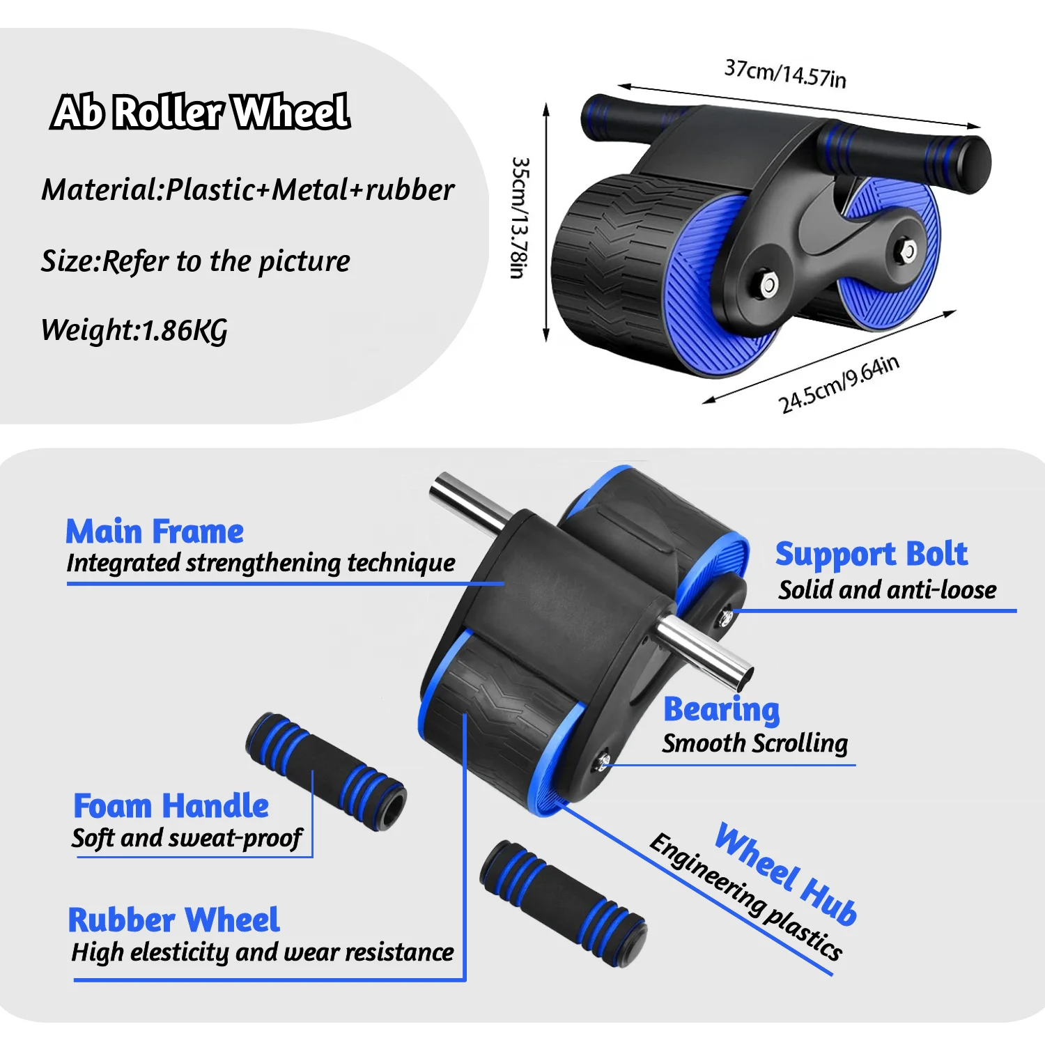 RS Hot Selling Ab Wheel Roller No Noise Ab Automatic Rebound Abdominal Wheel Kit Ab Wheel Workout Equipment for Home