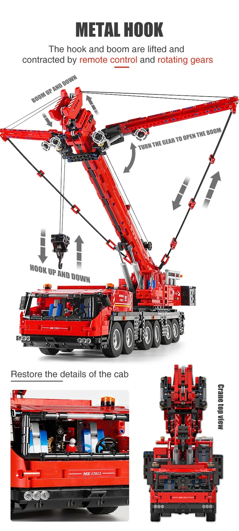 Assembly Brick Toys Kids Birthday Gifts Mould King 17013 Building Bricks Crane Truck Gift Blocks For Children (5)