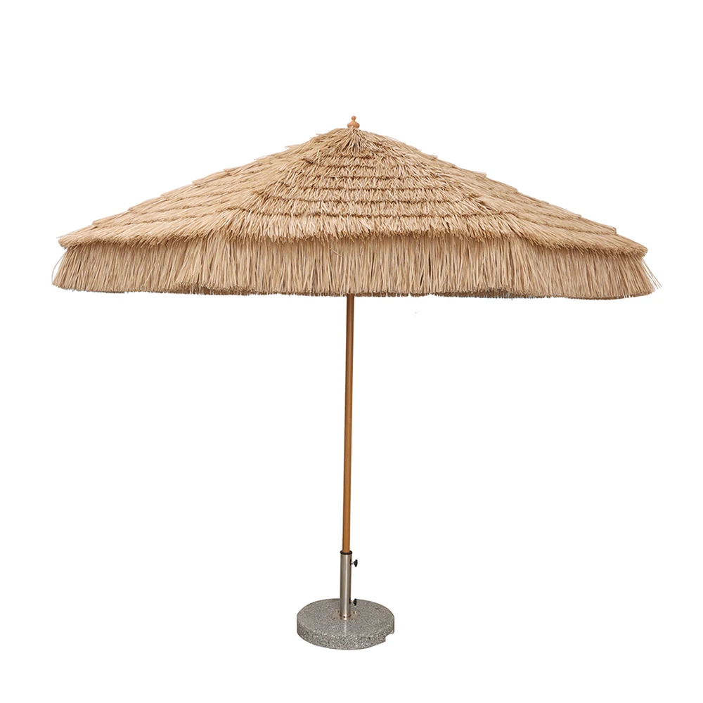 Hot Sell Outdoor Beach Simulate of Thatched Umbrella With Tassels Raffia Thatch