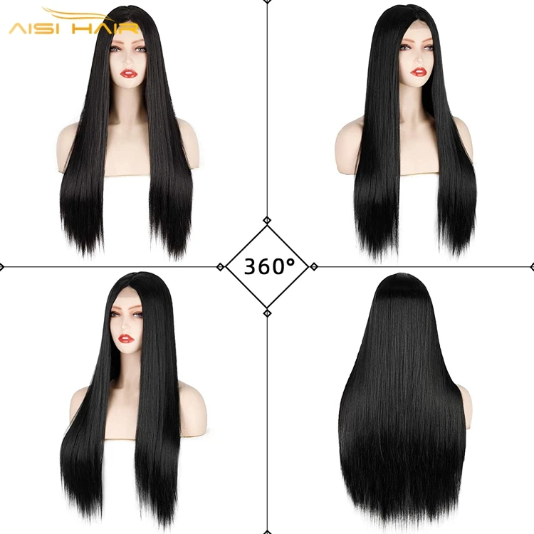 Aisi Blond Ombre Brown Black Hot Sale Cheap Hand Tied For Women Blend Wig High Quality Swiss Lace Front Synthetic Hair Wigs