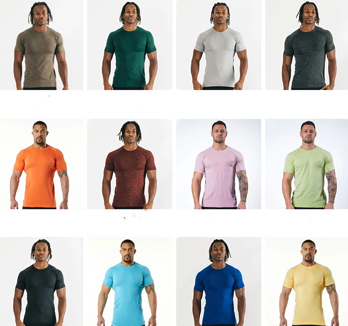 New Arrival Short Sleeve Body Shaping Nylon Elastic Summer Men Workout Exercise Sport T shirts
