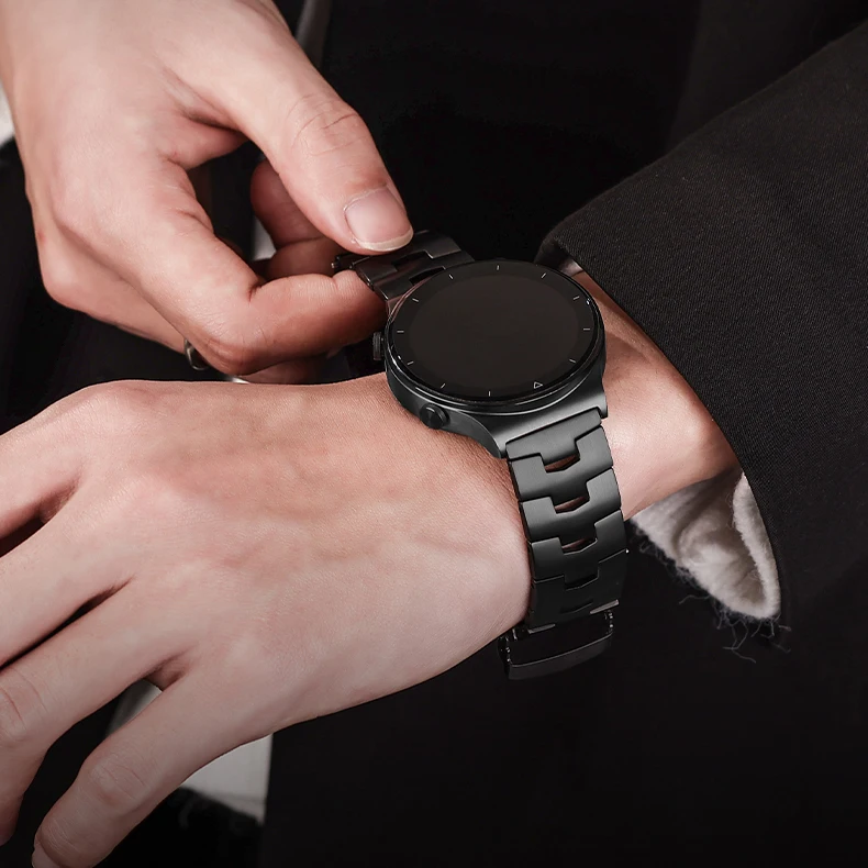 Роскошный деловой браслет для часов Huawei GT2 GT3 Pro 46 мм Универсальный титановый металлический ремешок 22 Samsung Watch 3 45 S3