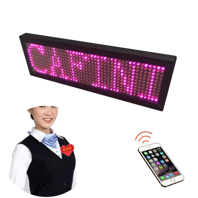 Customized LED Name Badge, Pin Magnetic Smart Wearable LED Name Tag, USB Rechargeable LED Name Plate, Cheap LED Name Ticker