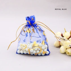 Ready to Ship Organza Bag 20x30 cm Gold Heart Print Small Gold String Gift Pouches Soap Net Drawer Bags Gift Packaging Bag