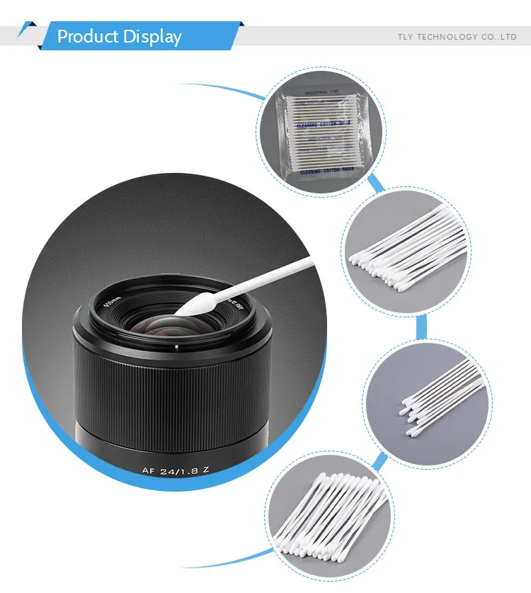 Double Shape Head Paper Stem Lens Cleaning Industrial Cotton Swab Huby 340 Lint Free Cleanroom Fibre Optic Swab