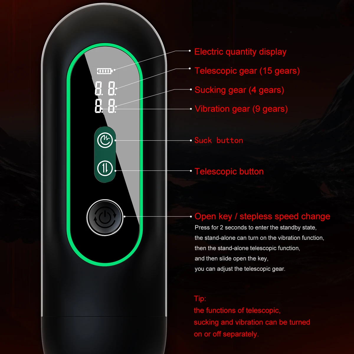 New Fully Automatic LCD Display Telescopic Sucking Heating Male Masturbation Sex Toys Penis Massage Machine for Men