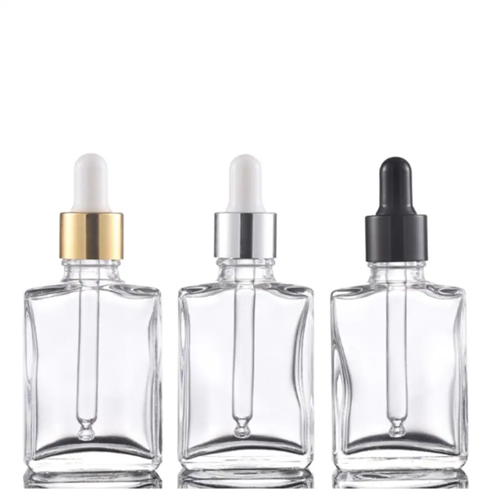 1Oz 1 Oz 15Ml 30Ml 30 Ml 50Ml 50 Ml 100Ml 100 Ml Square Rectangle Clear Black Essential Oil Perfume Empty Glass Dropper Bottle