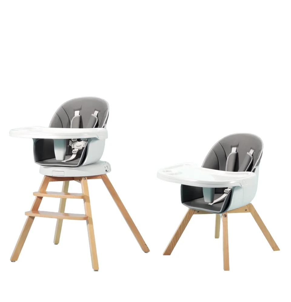 Premium Dual Height Wooden High Chair Evolu 2 Chair 3-In-1 + Bumper Natural - Anthracite Baby Furniture