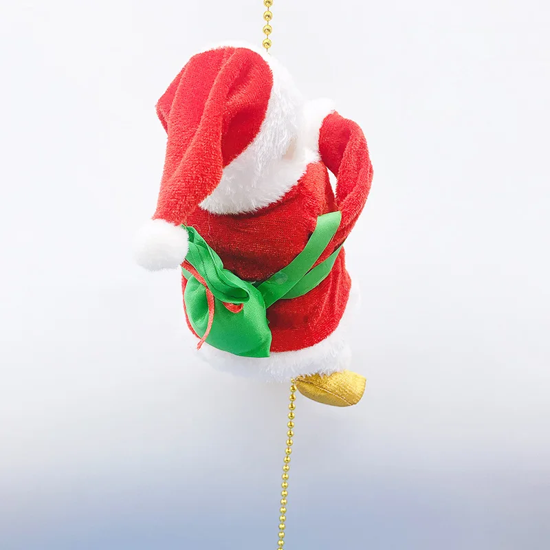 K062 Electric Climbing Ladder Santa Christmas Ornaments Gift Santa Claus Doll Toy with Music Merry Christmas Tree Hanging Decor